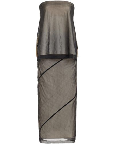 Proenza Schouler Gwen Strapless Mesh Midi Dress - Grey