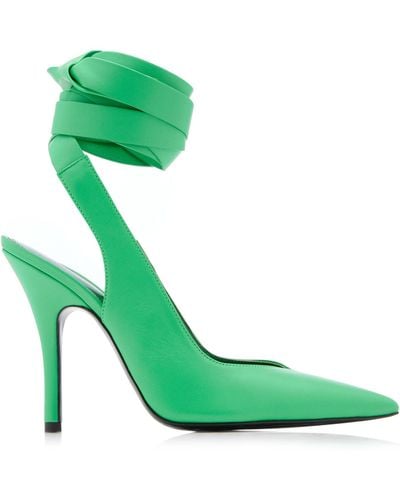 The Attico Venus Lace-up Leather Court Shoes - Green