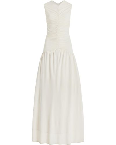 Anna Quan Fleur Ruched Jersey Maxi Dress - White