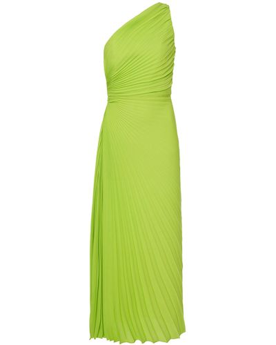 Valentino Asymmetric Silk Georgette Midi Dress - Green