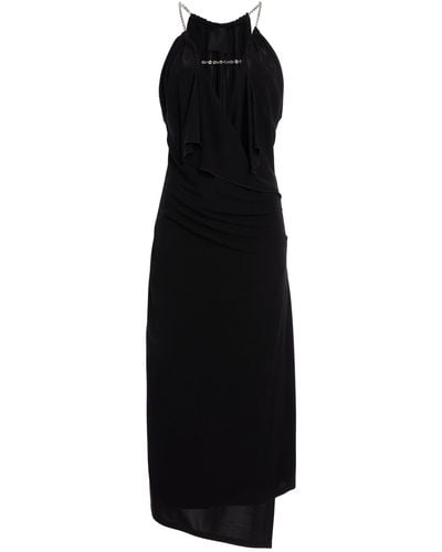 Givenchy Draped Chain-strap Midi Dress - Black