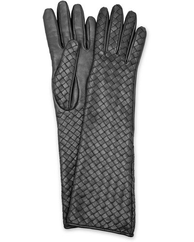 Bottega Veneta Soft Intrecciato Leather Gloves - Black