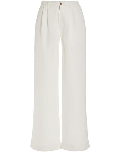 Onia Air Pleated Linen Wide-leg Trousers - White