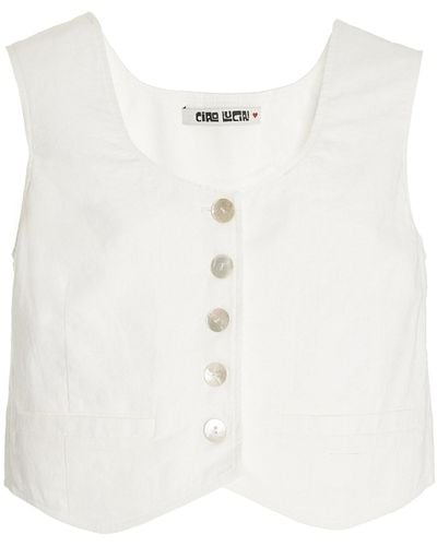 Ciao Lucia Edda Linen-cotton Cropped Vest - White