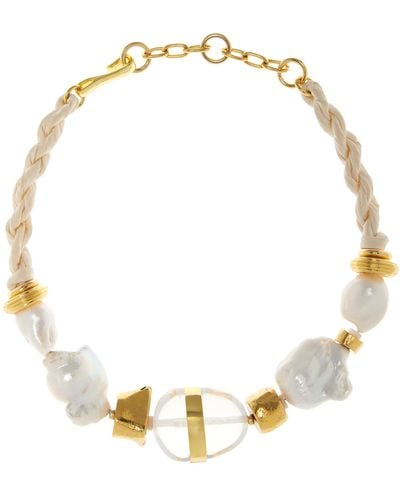 Lizzie Fortunato Glass Beach Gold-plated Pearl, Opal, Silk Necklace - Metallic