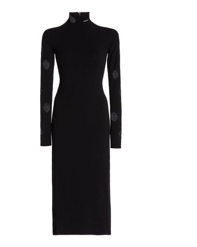 Prada Cutout Jersey Midi Dress - Black