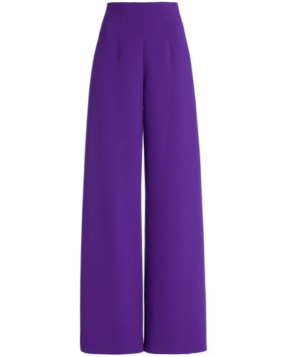 Sergio Hudson Signature High-waisted Wool Wide-leg Pants - Purple