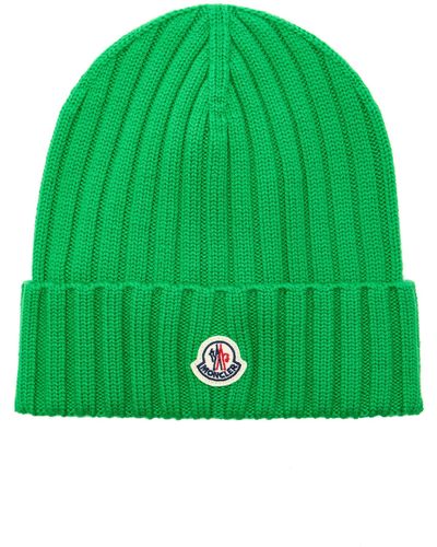 Moncler Ribbed-knit Wool Beanie - Green