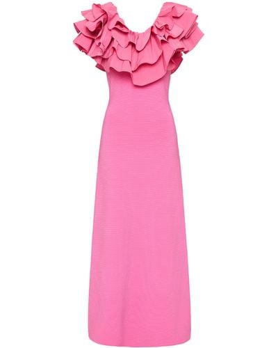Aje. Transcendent Ruffle Midi Dress - Pink