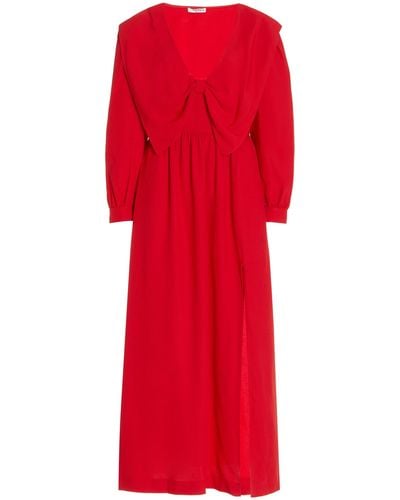 Miu Miu Satin Sable Dress - Red