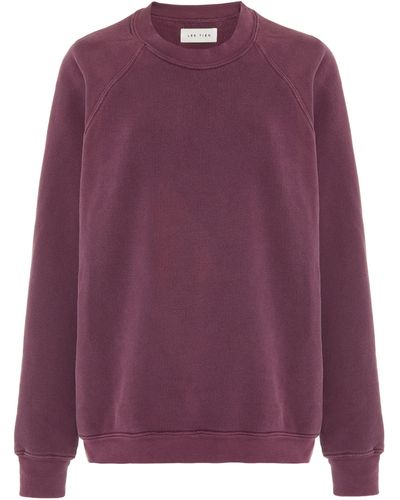Les Tien Classic Cotton Fleece Crewneck Sweatshirt - Purple