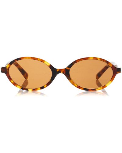 Miu Miu Regard Oval-frame Acetate Sunglasses - Brown