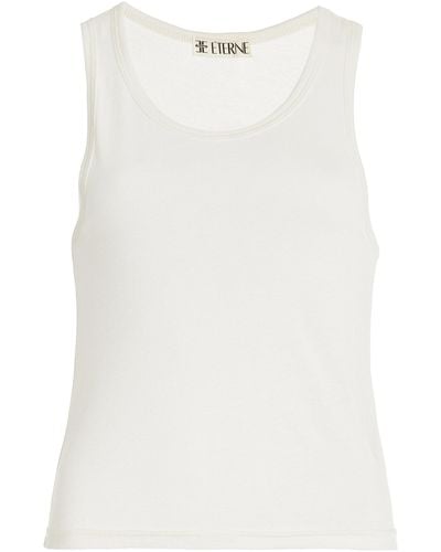 ÉTERNE Fitted Cotton-modal Jersey Tank Top - White