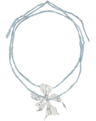 WOLF CIRCUS Flower Silver-plated, Silk Necklace - Blue