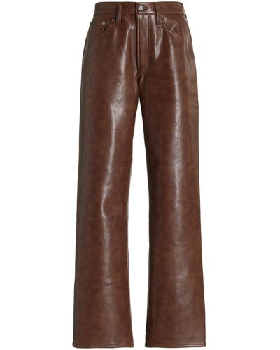 Agolde Sloane Recycled-leather High-rise Straight-leg Jeans - Brown
