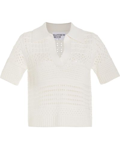 Matthew Bruch Knit-mesh Polo Shirt - White