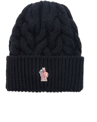 3 MONCLER GRENOBLE Cable Knit Beanie - Blue