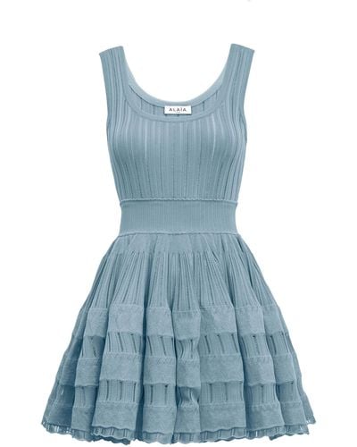Alaïa Fluid Skater Mini Dress - Blue