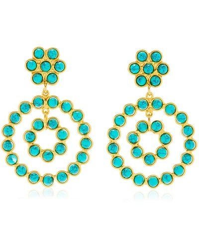 Sylvia Toledano Happy Flower 22k Gold-plated Turquoise Earrings - Green