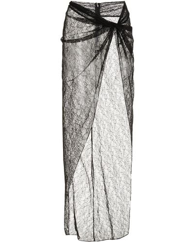 LAQUAN SMITH Sheer Wrap Maxi Skirt - Black