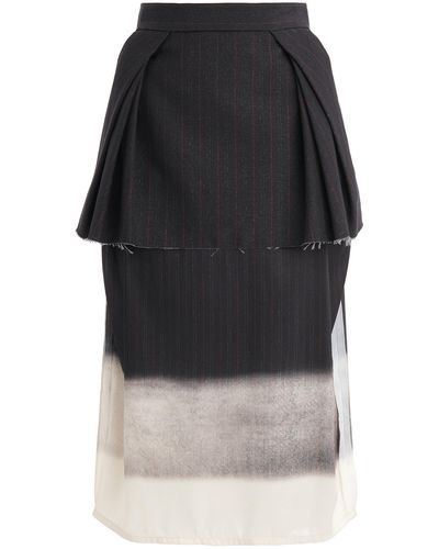 Maison Margiela Dip-dyed Twill-cotton Midi Skirt - Black