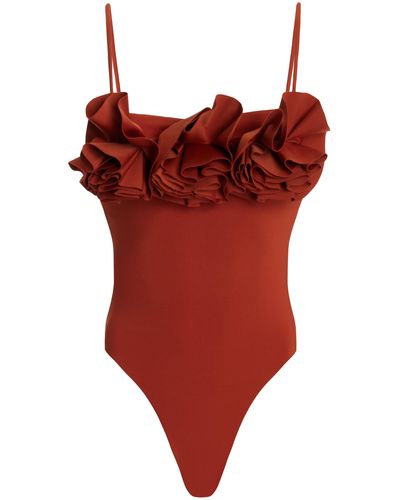 Maygel Coronel Danae Ruffled One-piece Swimsuit - Red