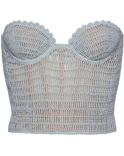 Magda Butrym Crochet Cotton-blend Corset Top - Gray