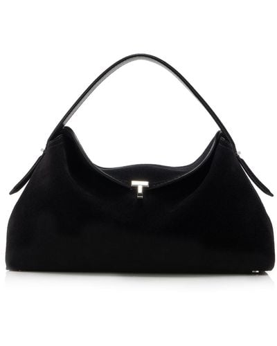 Totême T-lock Suede Top Handle Bag - Black