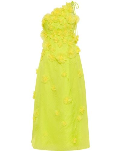 Rachel Gilbert Whitley Embellished Silk Midi Dress - Yellow