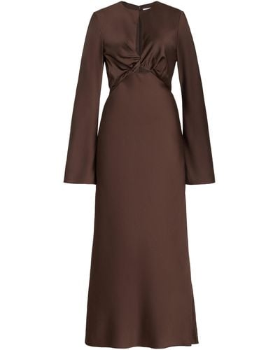 Significant Other Molly Twisted Satin Dress - Brown