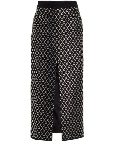 Khaite Neer Crystal-appliquéd Wool-blend Maxi Skirt - Black