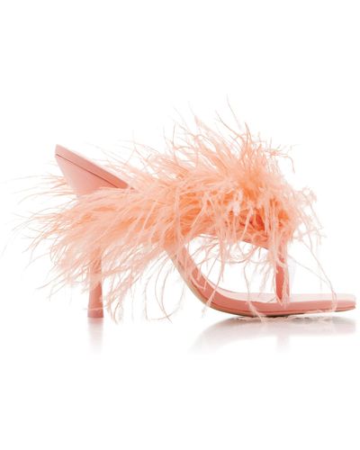 Cult Gaia Shannon Feather-embellished Sandals - Pink