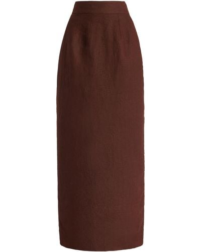 Posse Exclusive Emma Linen Maxi Skirt - Brown