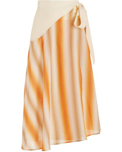 Wales Bonner Sunrise Striped Woven Midi Wrap Skirt - Orange