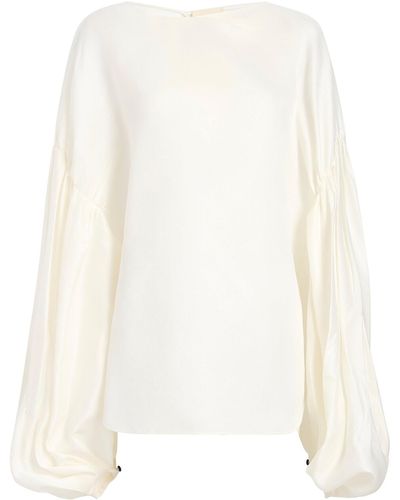 Khaite Quico Oversized Silk Blouse - White