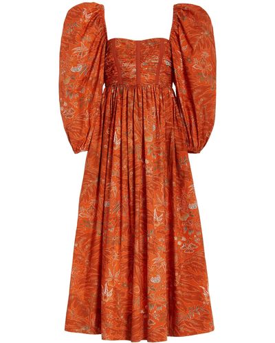 Ulla Johnson Exclusive Leilani Cotton Maxi Dress - Orange