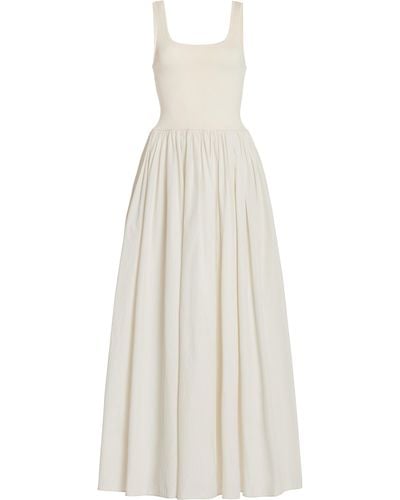 Matteau Ribbed-knit And Cotton Maxi Dress - White