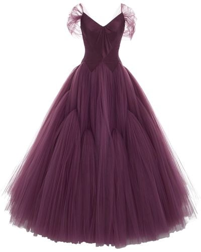 Zac Posen Layered Silk Tulle Ball Gown - Purple
