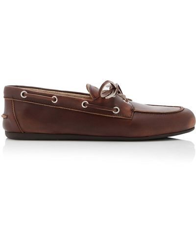 Miu Miu Lace-up Leather Boat Shoes - Brown
