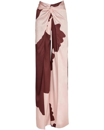 Silvia Tcherassi Canturipe Gathered Silk Wide-leg Trousers - Multicolour