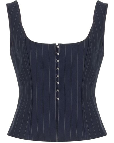 Significant Other Pinstriped Corset Tank Top - Blue