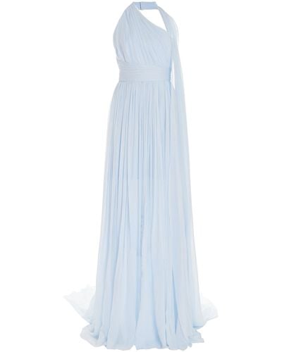 Pamella Roland One-shoulder Silk-chiffon Gown - White