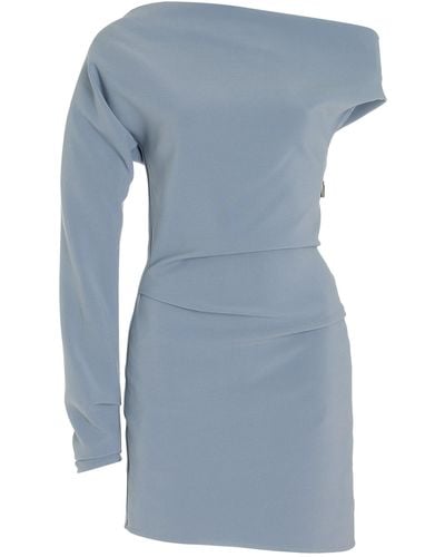 Maticevski Aroma Draped Asymmetric Crepe Mini Dress - Blue