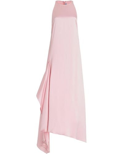 JW Anderson Sleeveless Draped Satin Midi Dress - Pink