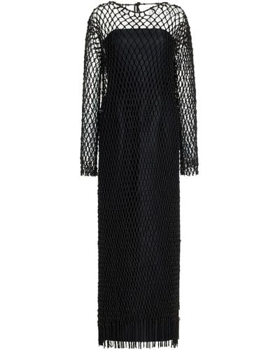 Gabriela Hearst Exclusive Barnett Netted Wool-silk Cady Maxi Dress - Black