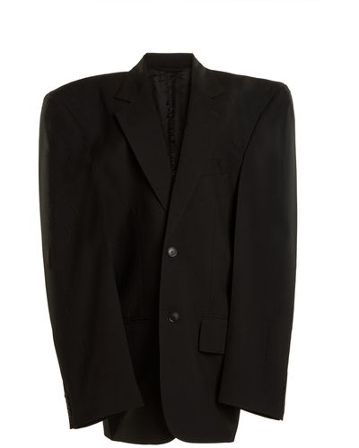 Balenciaga Cut-away Boxy Wool Jacket - Black