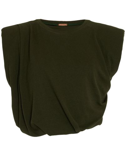 Johanna Ortiz Military Legendary Ribbed-knit Cropped Top - Green