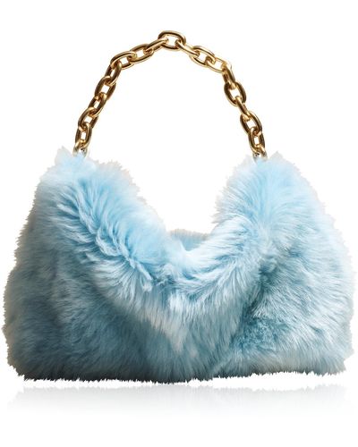 Khaite Clara Shearling Chain Shoulder Bag - Blue