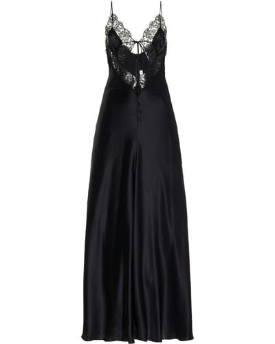 Rodarte Cutout Lace-trimmed Silk Maxi Dress - Black