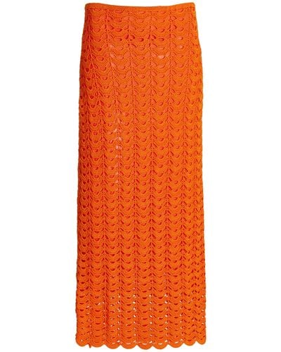 Carolina Herrera Crocheted Midi Skirt - Orange